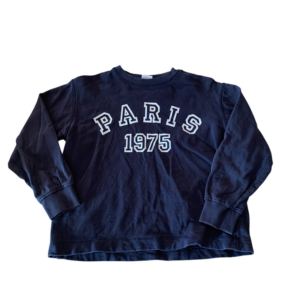 Zara Kids Paris 1975 Navy Blue Sweatshirt Size 9 Aesthetic Varsity Collegiate